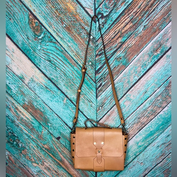 Sandro Paris Light Tan Leather Abby Cartable Leather Satchel - Picture 3 of 14